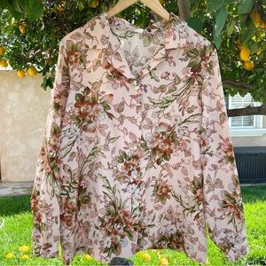 Vintage Alex Coleman Peach Floral Blouse